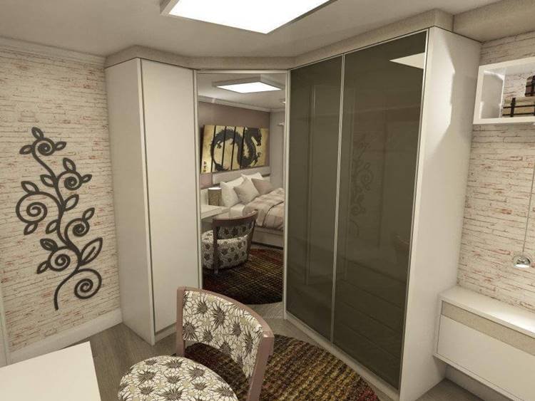 2. Se a opção for pensada para o canto do quarto, aposte no guarda-roupa planejado em L.