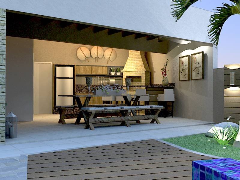 7 Ideias para Criar uma Área de Lazer Pequena 3 Imagem de uma área de lazer pequena destacando o uso de tijolos aparentes e plantas coloridas para proporcionar um ambiente charmoso e confortável.