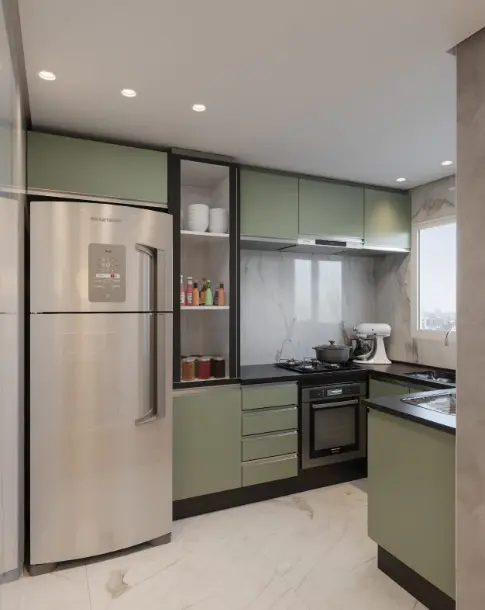 3 Ideias Funcionais para Montar uma Cozinha Completa 6 Cozinha completa em L: harmonia e eficiência definem esta cozinha em L.