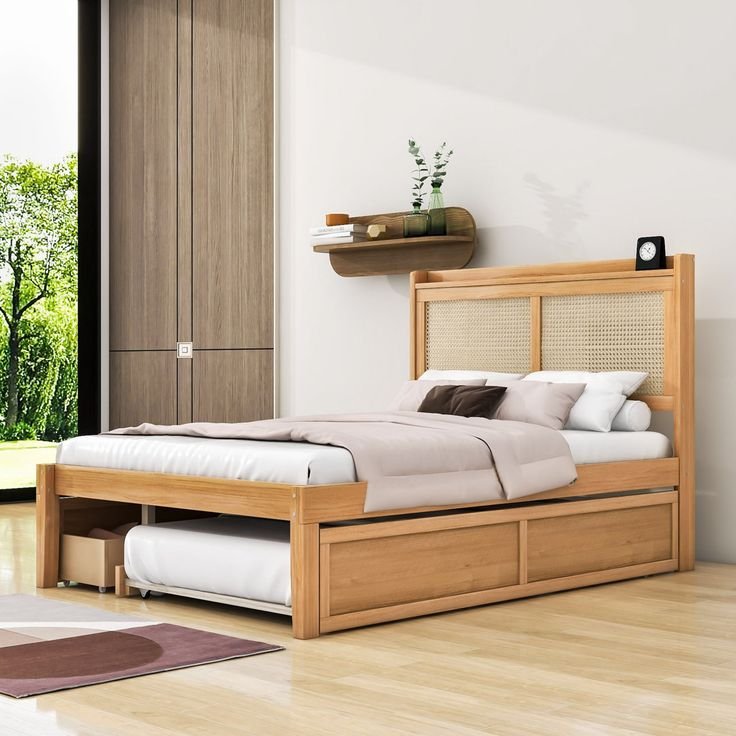 Armazenamento Criativo: 7 Soluções Práticas para Cada Cômodo 7 Cama de casal em madeira com gavetas