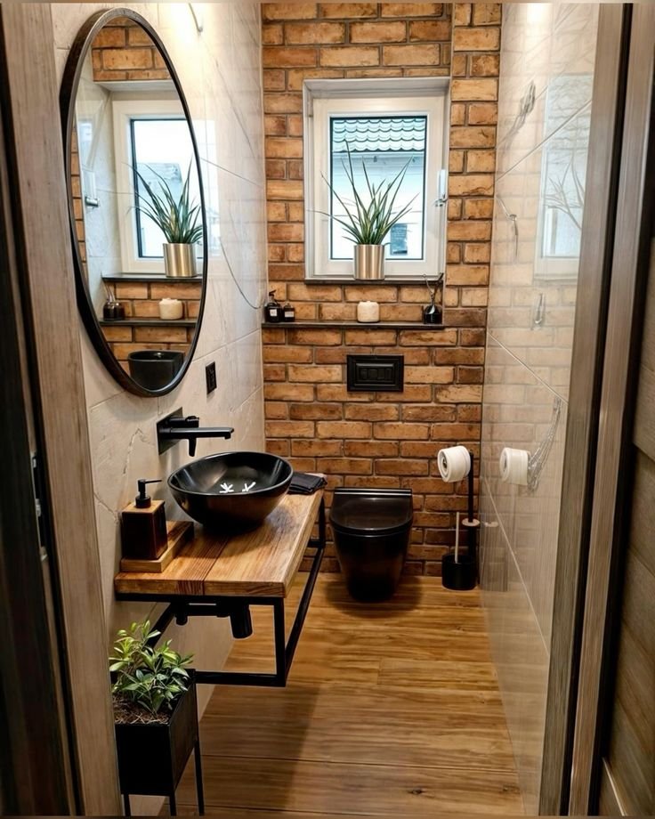Lavabo Criativo: 7 Inspirações para Decoração 3 Lavabo com detalhes em metal preto fosco