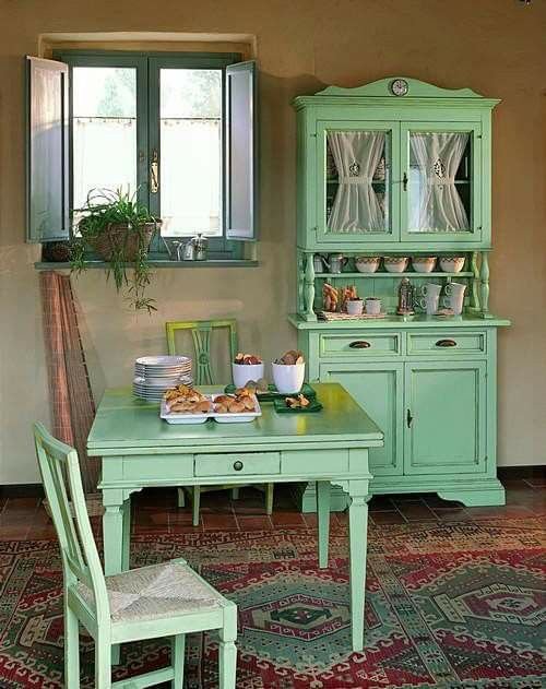 5 Maneiras de Usar Móveis Vintage na Decoração Atual 6 Cozinha verde-água vintage