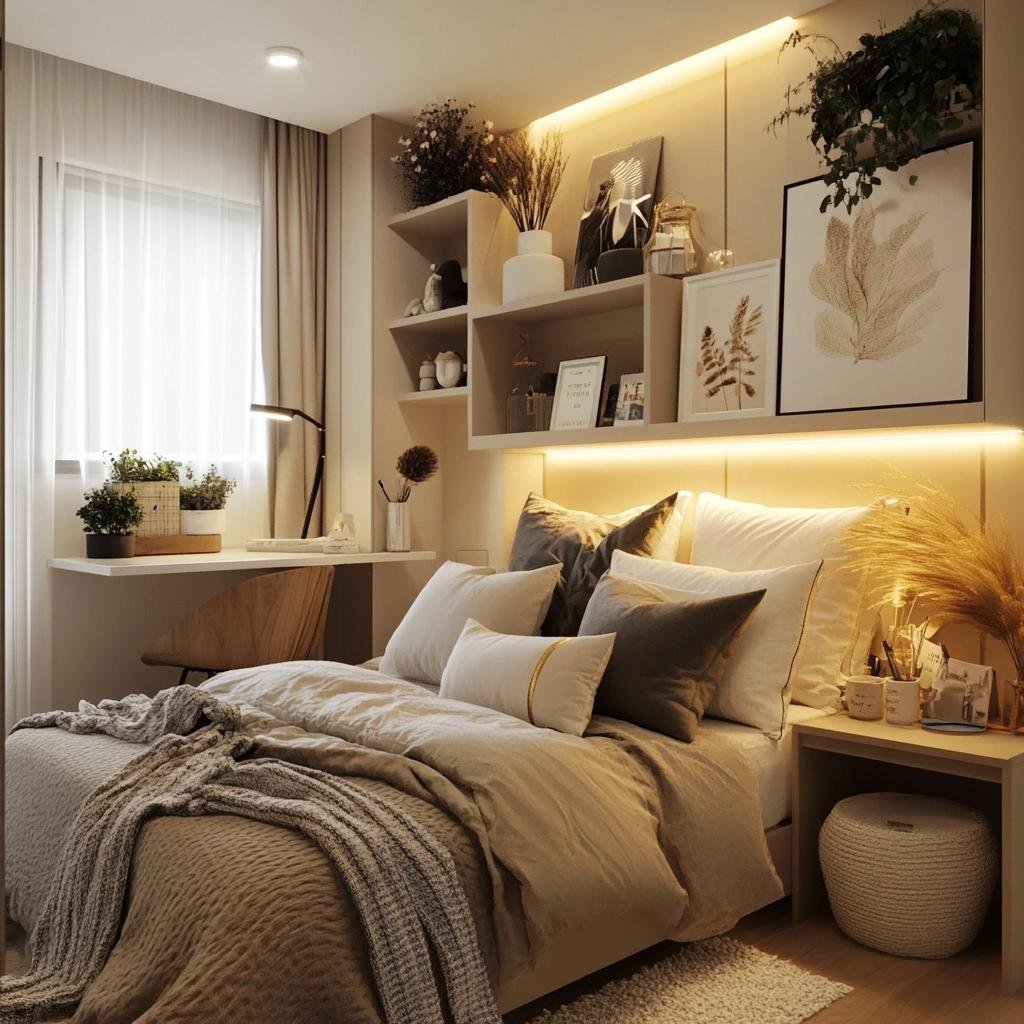 Estilo e Funcionalidade: Decoração para Quarto Pequeno 40 Estilo e Funcionalidade: Decoração para Quarto Pequeno