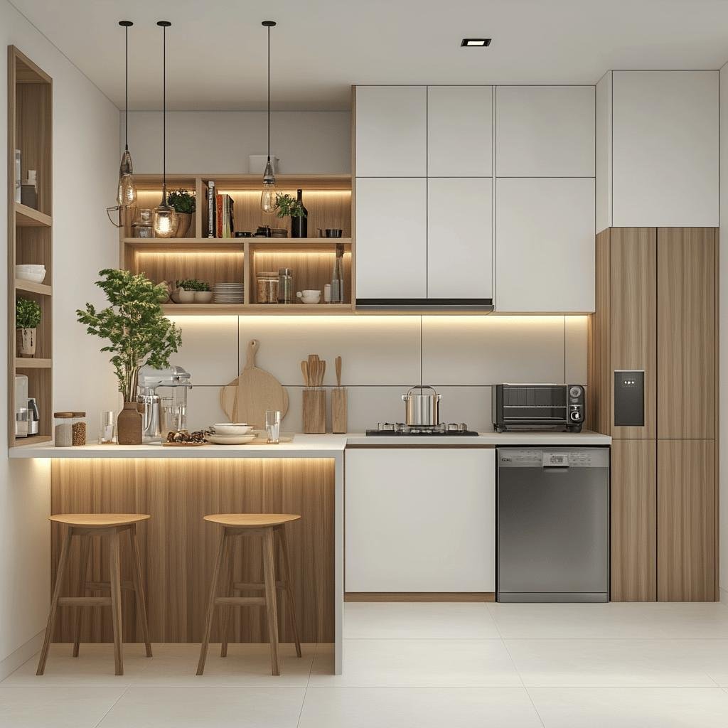 10 Inovações em Cozinhas Pequenas Modernas que Encantarão Você 3 5 Ideias de Cozinha Pequena Moderna que Você Vai Adorar