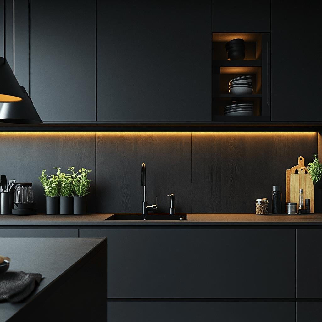 7 Cozinhas Modernas Pretas para Ambientes Pequenos 3 7 Cozinhas Modernas Pretas para Ambientes Pequenos