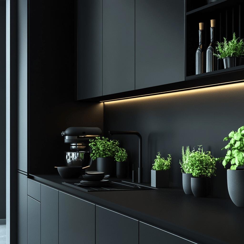 7 Cozinhas Modernas Pretas para Ambientes Pequenos 6 7 Cozinhas Modernas Pretas para Ambientes Pequenos